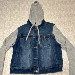 Wax Jean Basic Denim Jean Jacket Hoodie, Size L